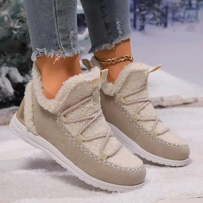 Women's Fluffy Plush Patchwork Boots