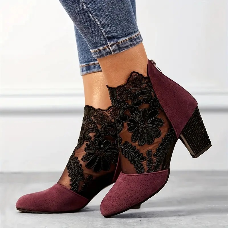 Women's Floral Lace Ankle Boots