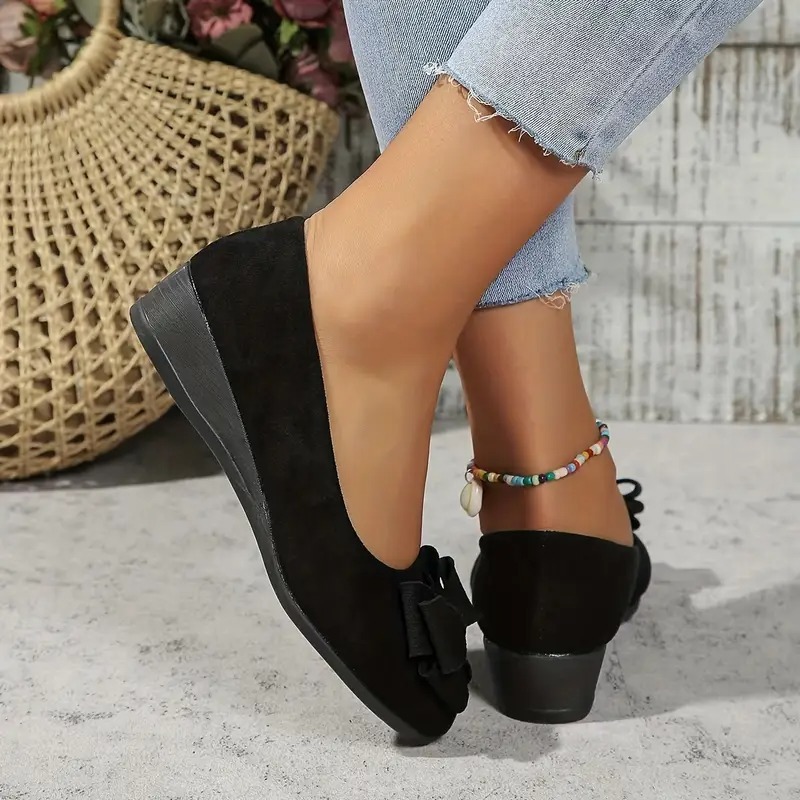 Bowknot Decor Wedge Heeled Shoes