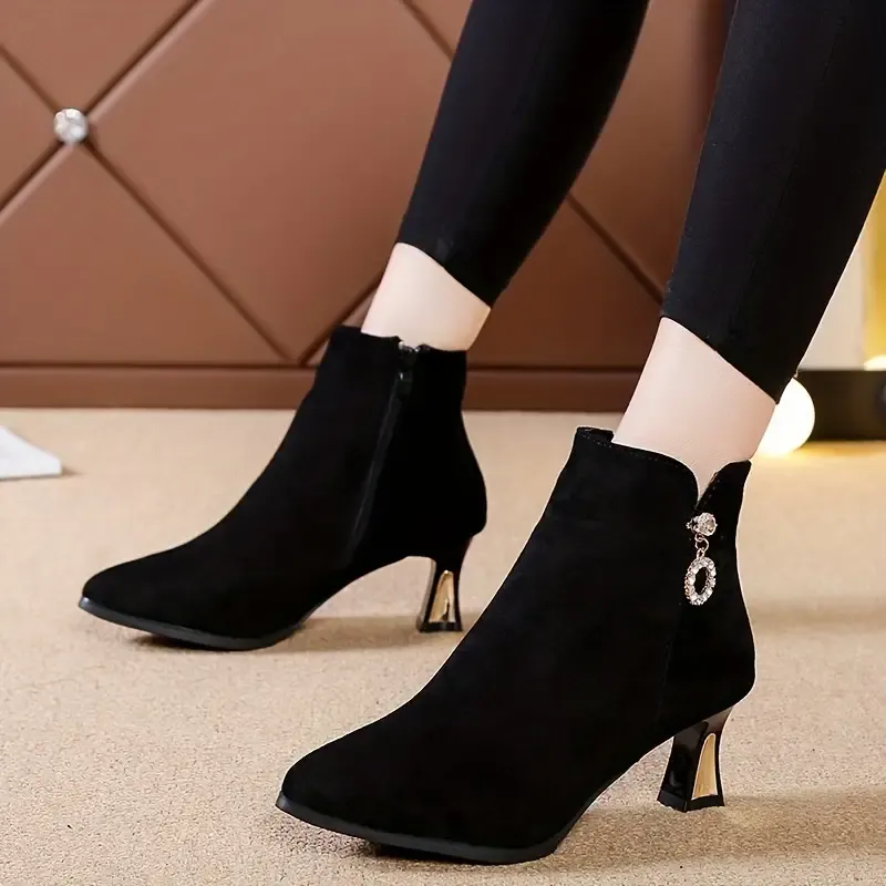 Chic Women's Rhinestone Block Heel Chelsea Boots