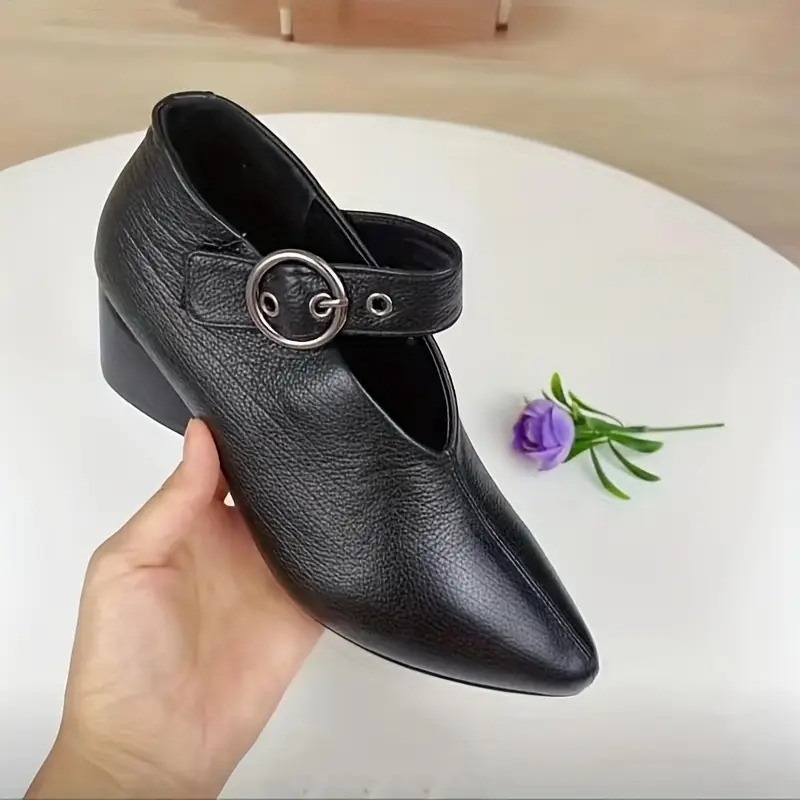 Leather Solid Color Versatile Sexy High Heels