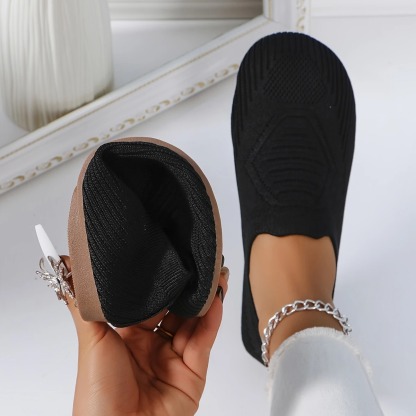 Breathable Knit Slip-On Flats