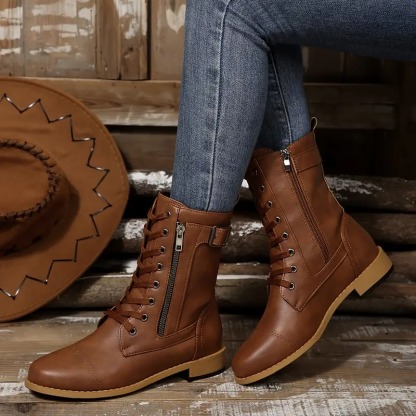 Women's Retro Chunky Sole Mid-Calf Boots