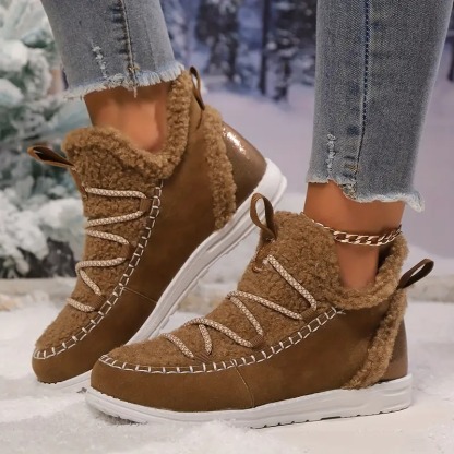 Women's Fluffy Plush Patchwork Boots
