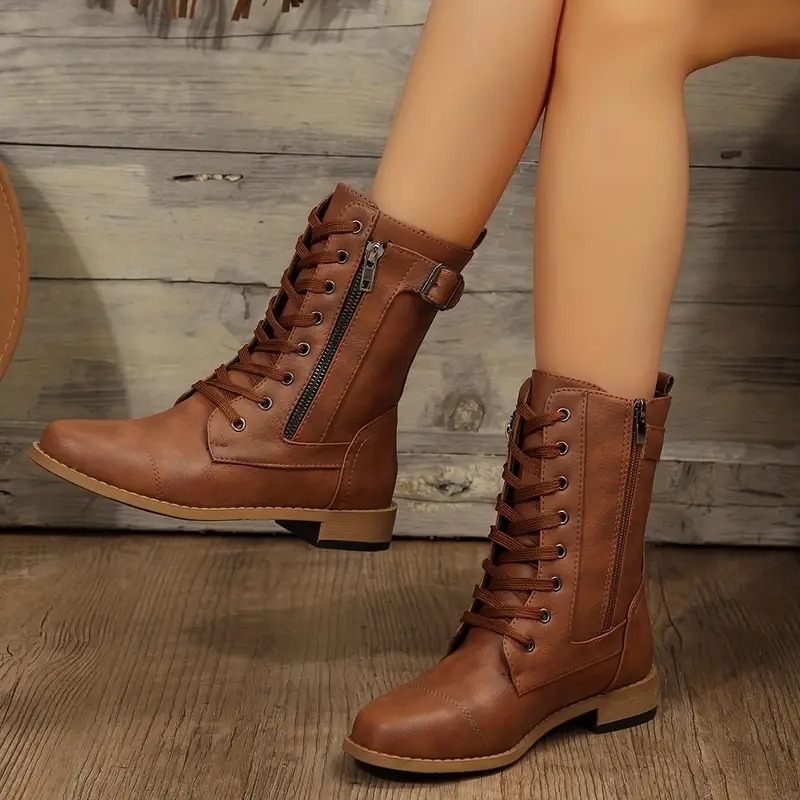 Women's Retro Flat Combat Boots