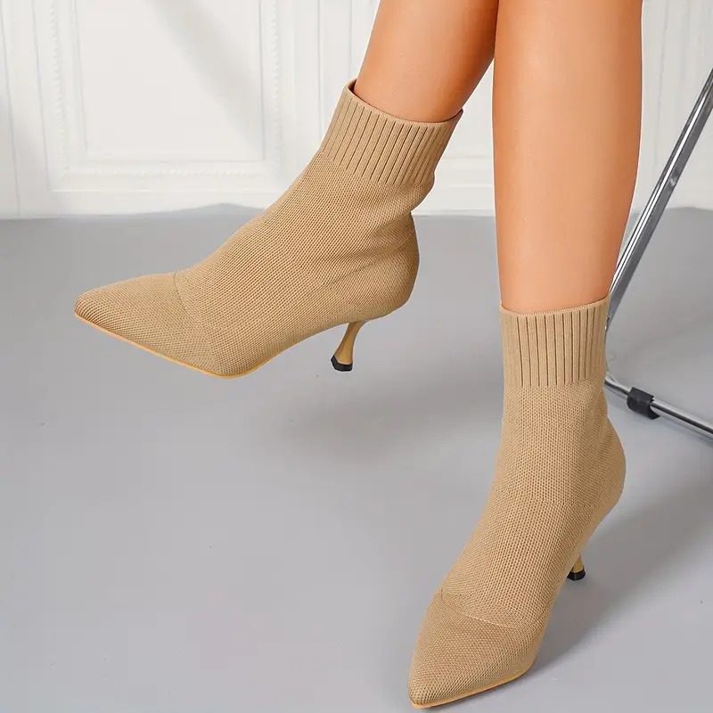 Elegant Solid Color Fabric Ankle Booties