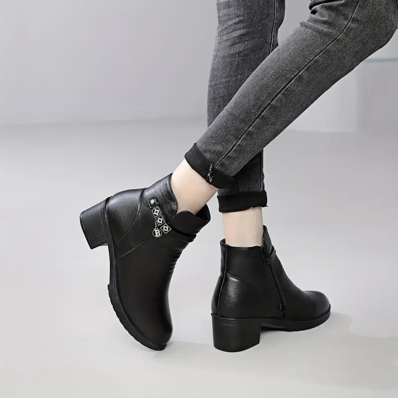 Winter Thick Heel Medium Heel Short Boots