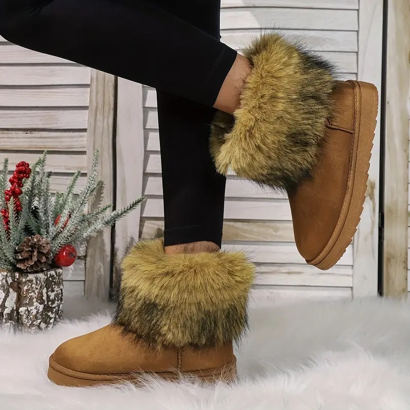 Thick Fur Trim Winter Snow Boots