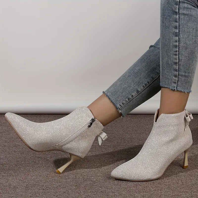 Women's Zip Up Chic Bowknot Boots