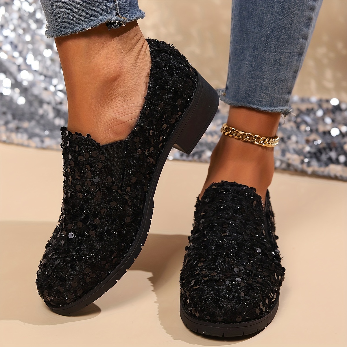 Women's Sequin Loafers