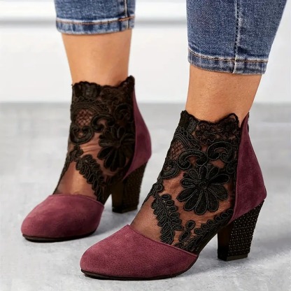 Women's Floral Lace Ankle Boots