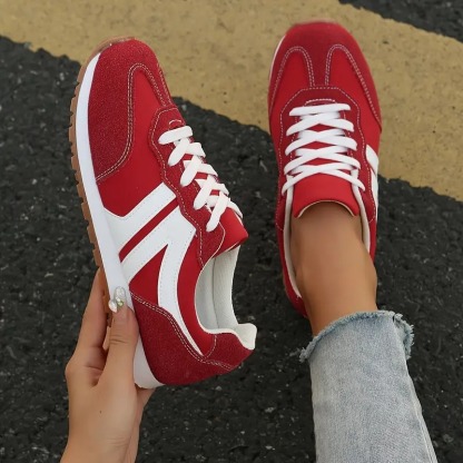 Solid Color Low Top Lace-up Sneakers