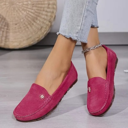 Women's Metallic Flower Accents Slip-On Flats 