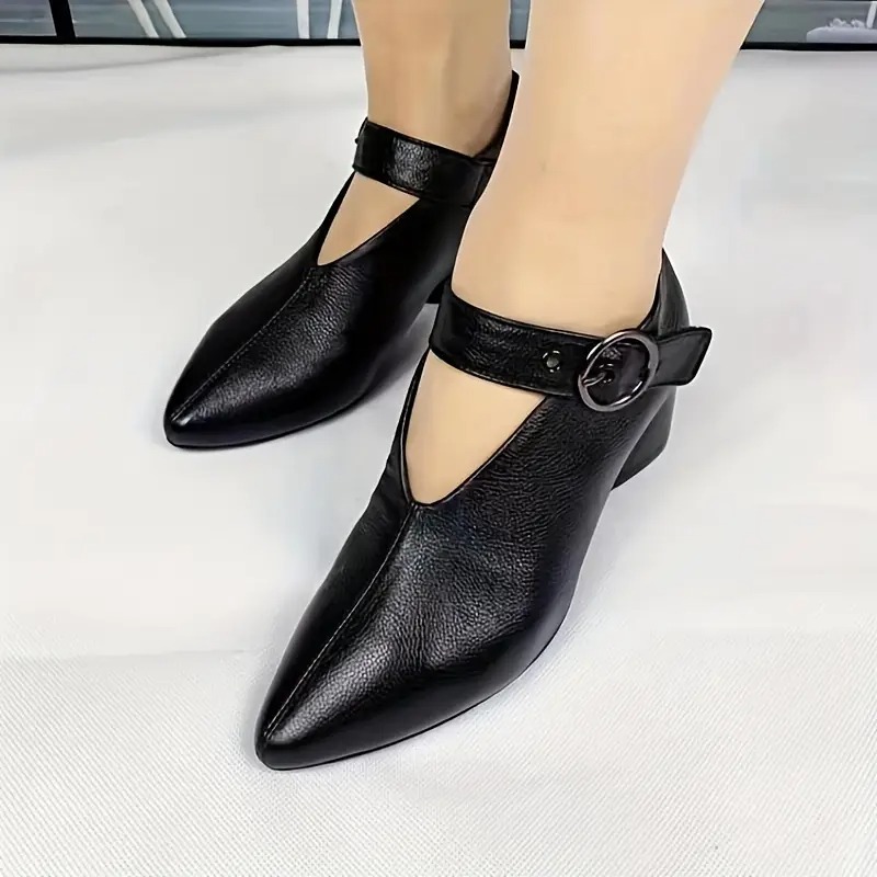 Leather Solid Color Versatile Sexy High Heels