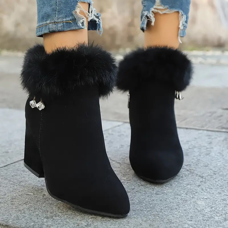 Elegant Solid Color Ankle Booties