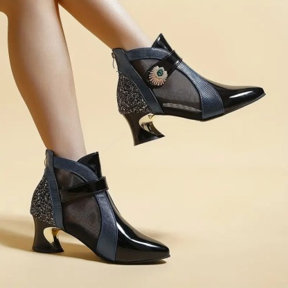 Women's Rhinestone Band Mesh Boots