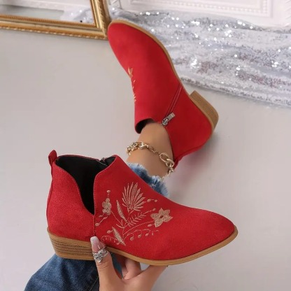 Women's Elegant Floral Ankle Boots