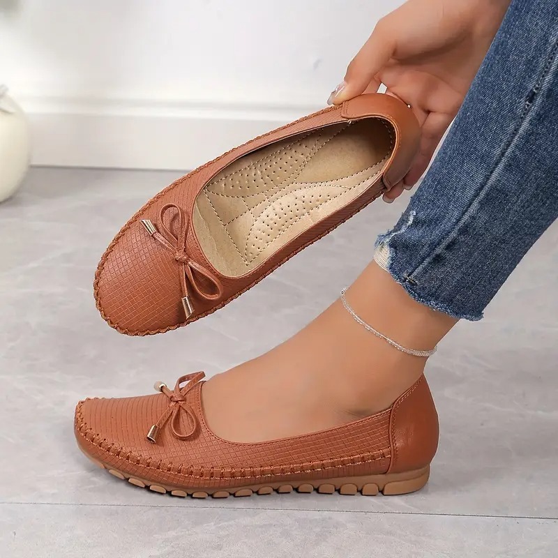 Women's Soft Sole Bow Flat Loafers