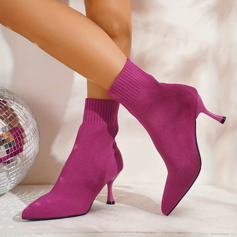 Elegant Solid Color Fabric Ankle Booties