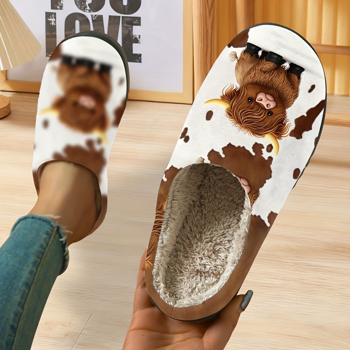 Women'S Plush Highland Cow Slippers