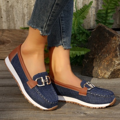 Women's Metallic Buckle Casual Loafers