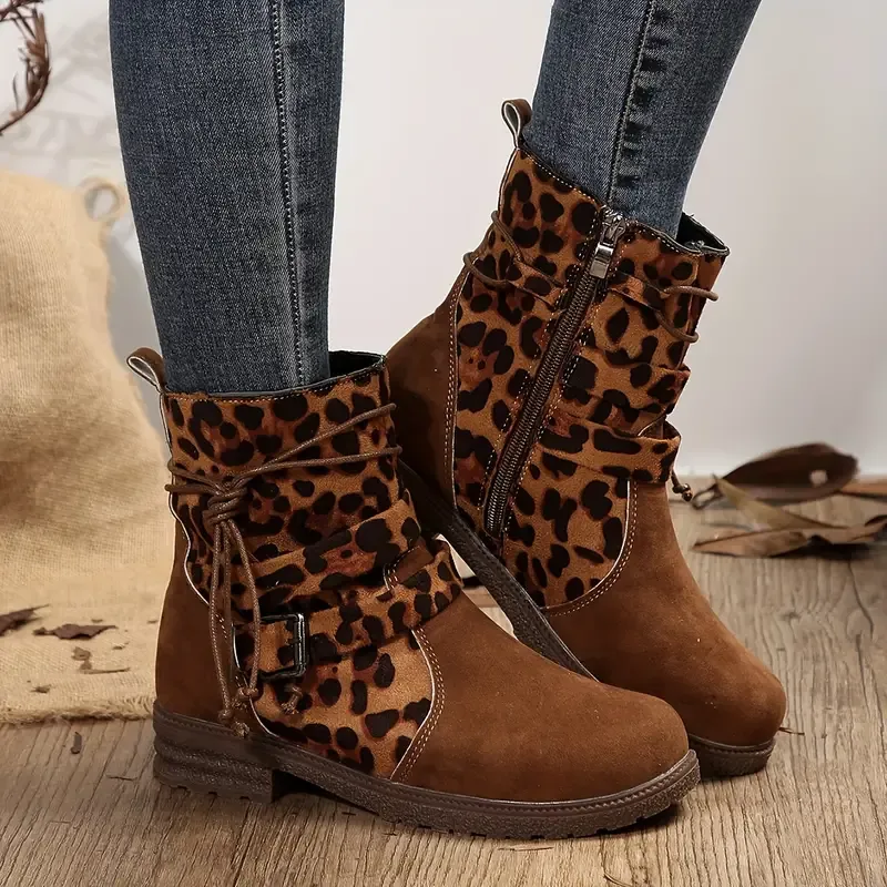 Women's Buckle Strap Decor Boots