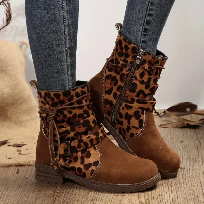 Women's Buckle Strap Decor Boots