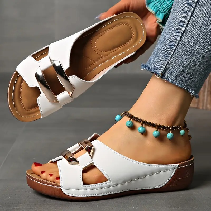 Women's Slip-On Buckle Straps Wedge Sandals
