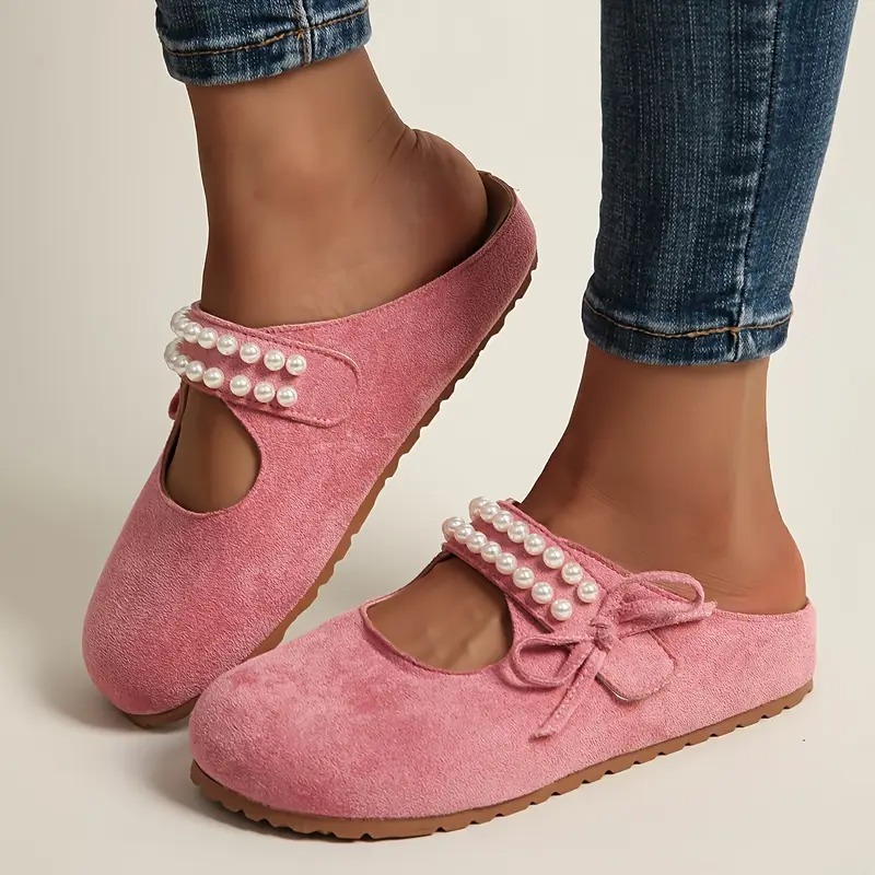 Women's Pearl Bow Mary Jane Flats