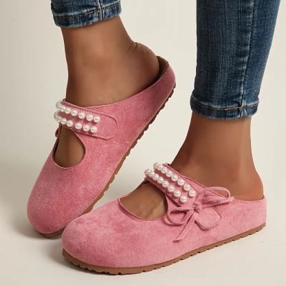 Women's Pearl Bow Mary Jane Flats