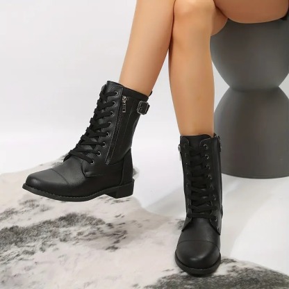 Women's Retro Flat Combat Boots