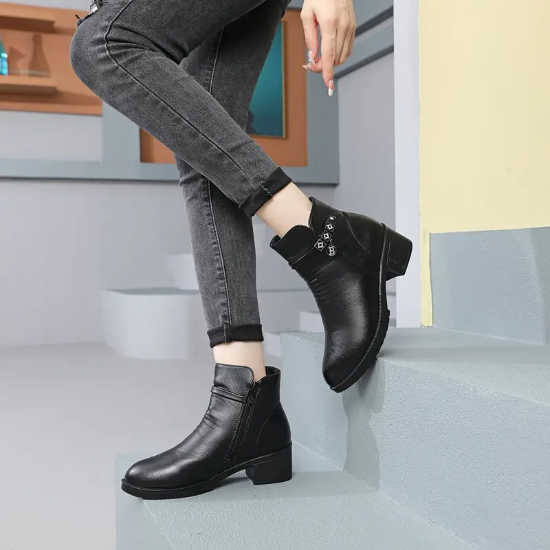 Winter Thick Heel Medium Heel Short Boots