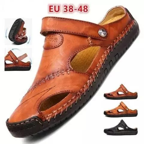 Large Size Soft Leather Men's Breathable Outdoor Sandals