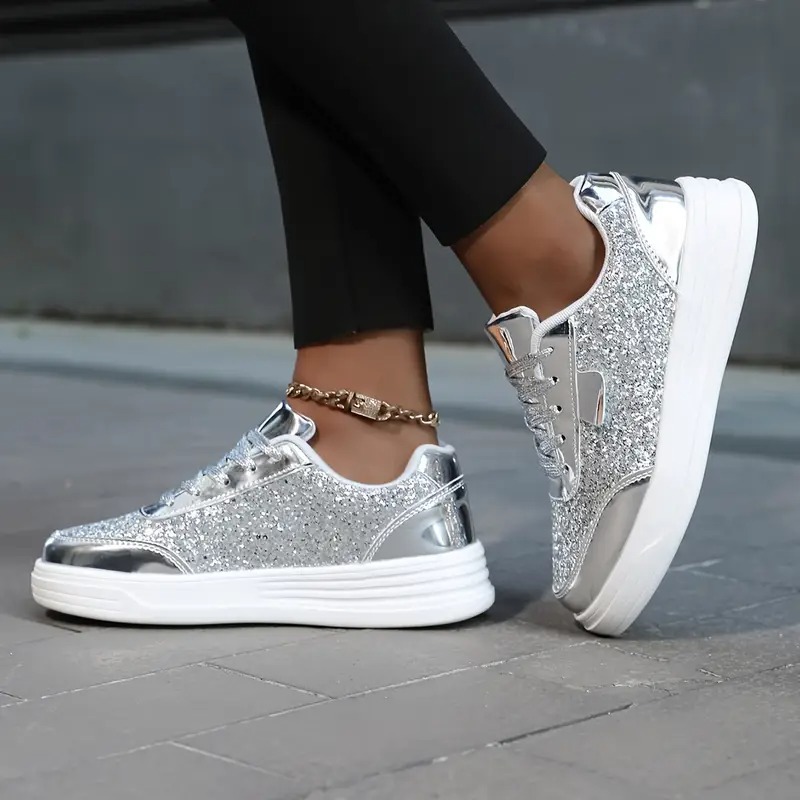Sequined Flat-soled Casual Sneakers