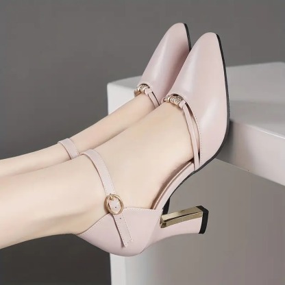 Women's Hollow Square Buckle Heels