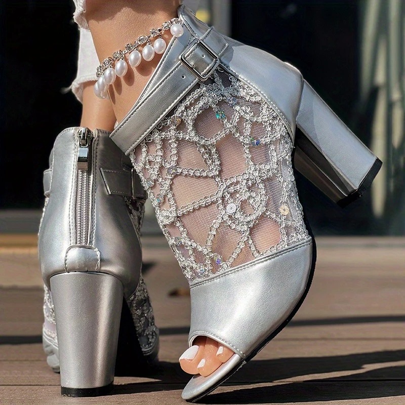 Sparky Fish Mouth Chunky Heel Sandals