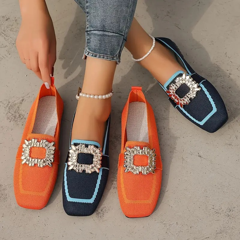 Women's Elegant Crystal Slip Flats