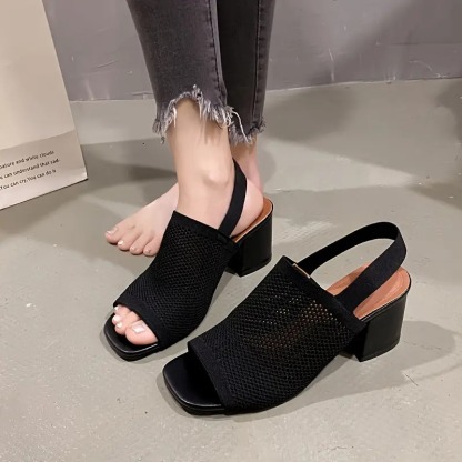 Women's Breathable Open-Toe Chic Mesh Heels