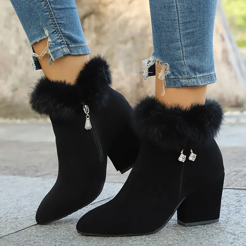 Elegant Solid Color Ankle Booties