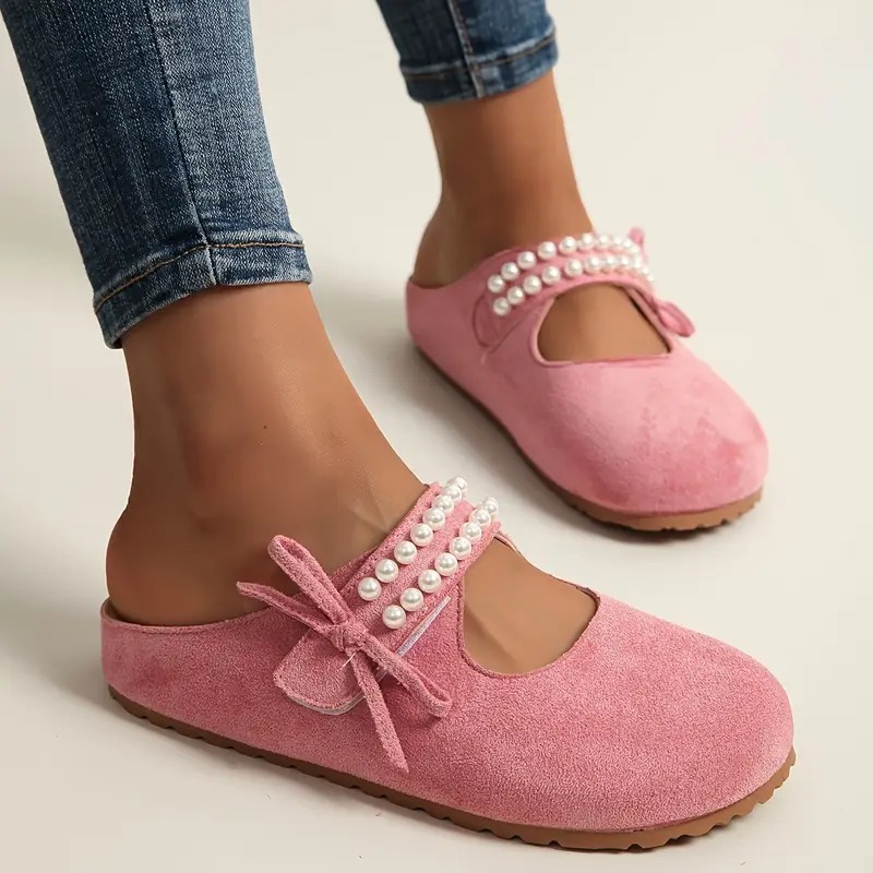 Women's Pearl Bow Mary Jane Flats