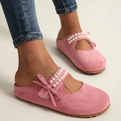Women's Pearl Bow Mary Jane Flats
