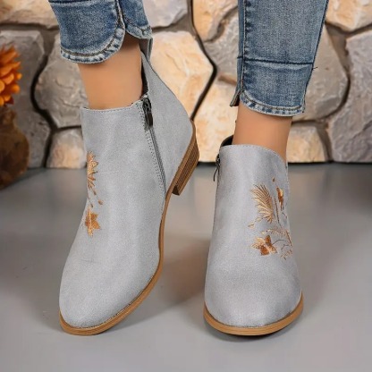 Women's Elegant Floral Ankle Boots