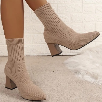 Womens High Heel Chunky Chelsea Boots