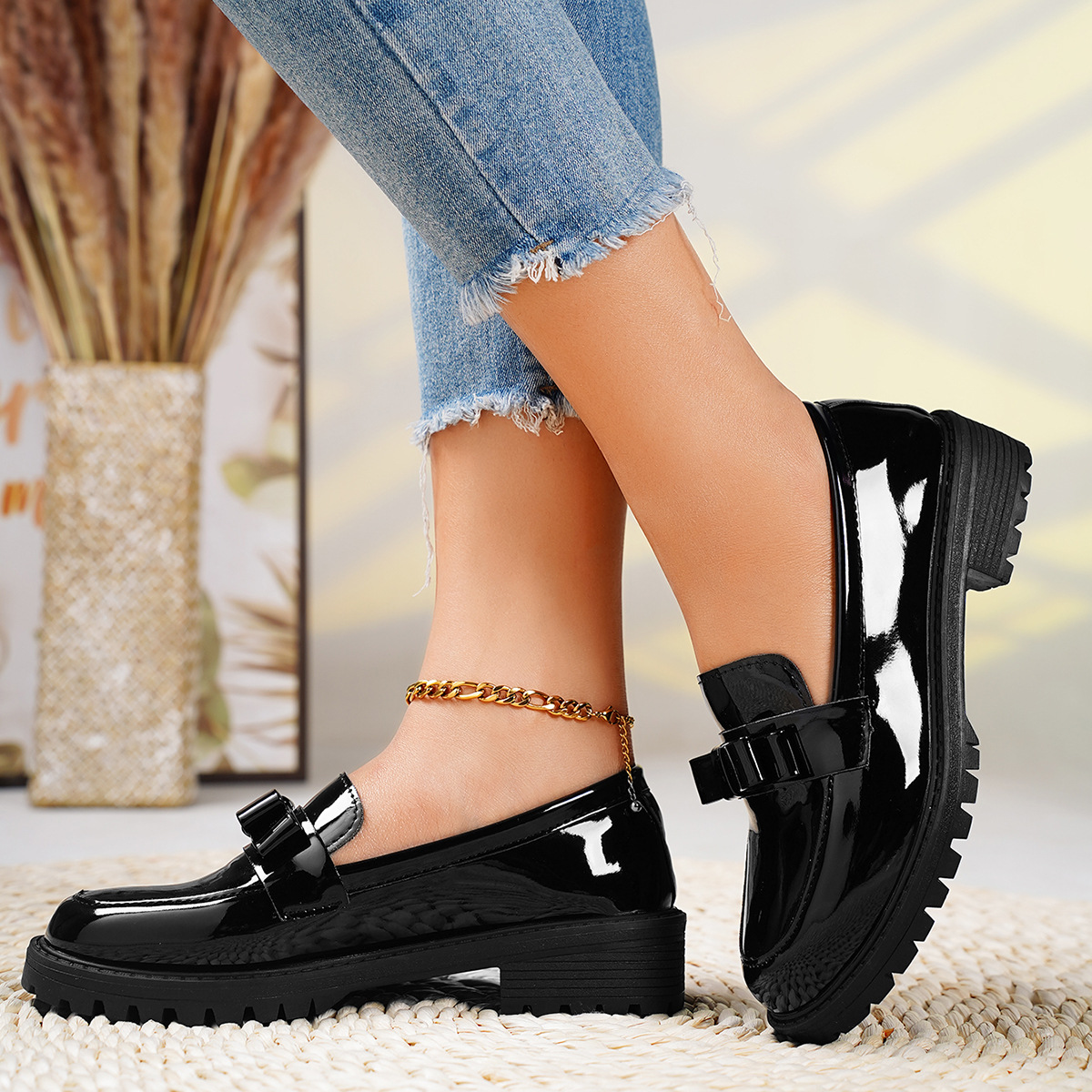 Womens Leather Soft Sole Loafers