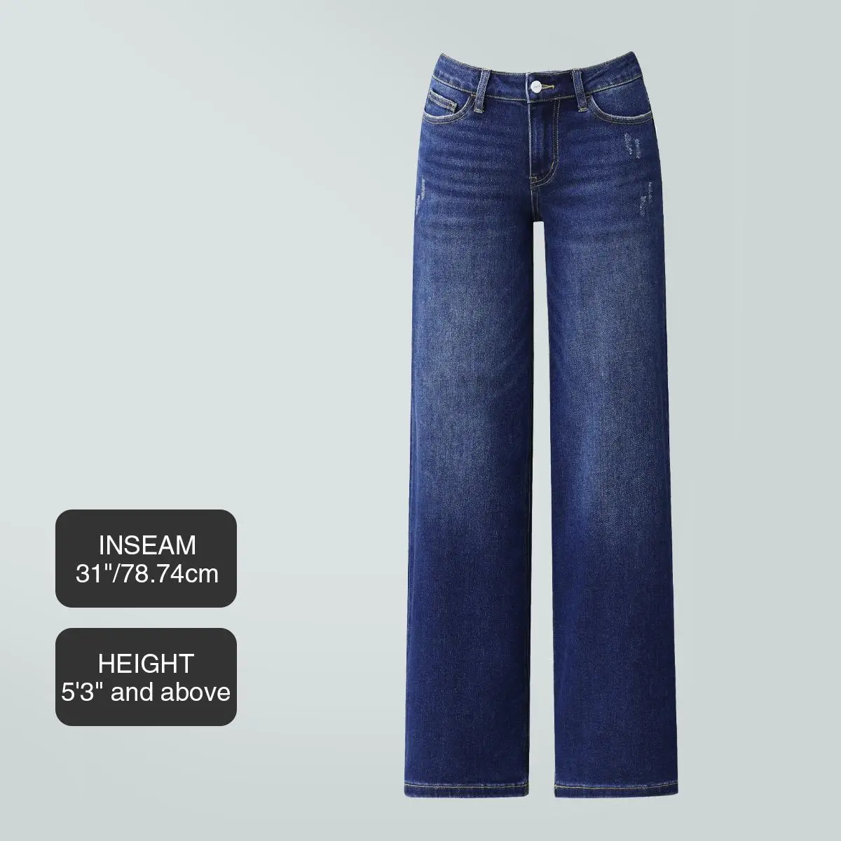 Mid-low Rise Baggy Jeans Stretchy Wide Leg for Women  Lady Basic Minimalist Comfortable Denim Tummy Control Curve Hugging Plus Size Regular Size BBL Spring Fashion Daily Outfits