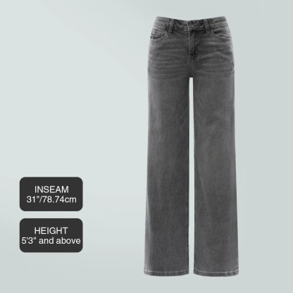 Mid-low Rise Baggy Jeans Stretchy Wide Leg for Women  Lady Basic Minimalist Comfortable Denim Tummy Control Curve Hugging Plus Size Regular Size BBL Spring Fashion Daily Outfits