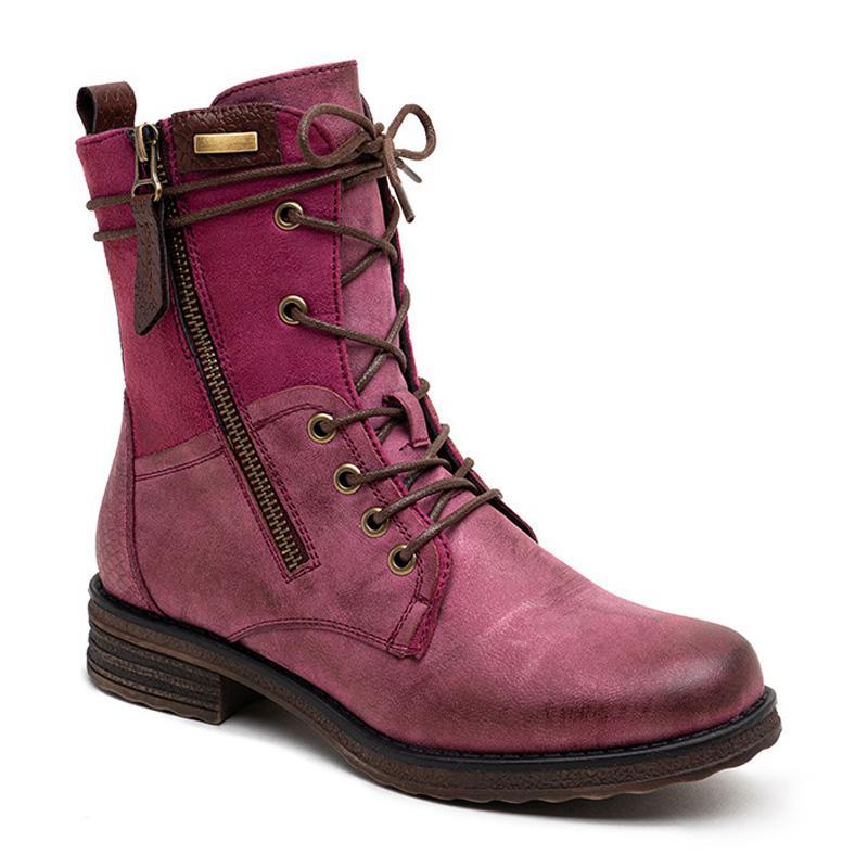 Ladies Zip Warm Lined Lace Up Comfy Winter Ankle Boots