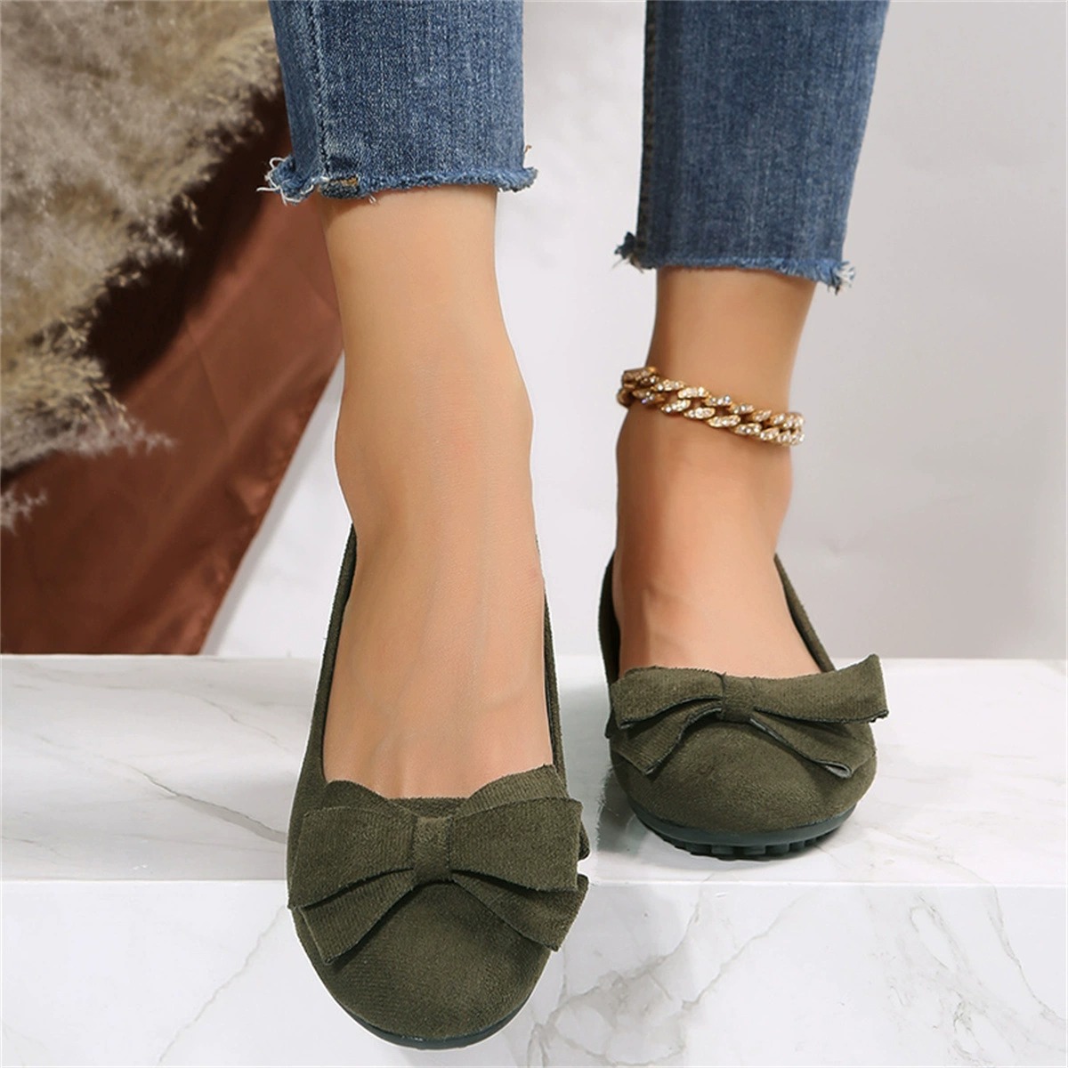 Bowknot Decor Wedge Heeled Loafers