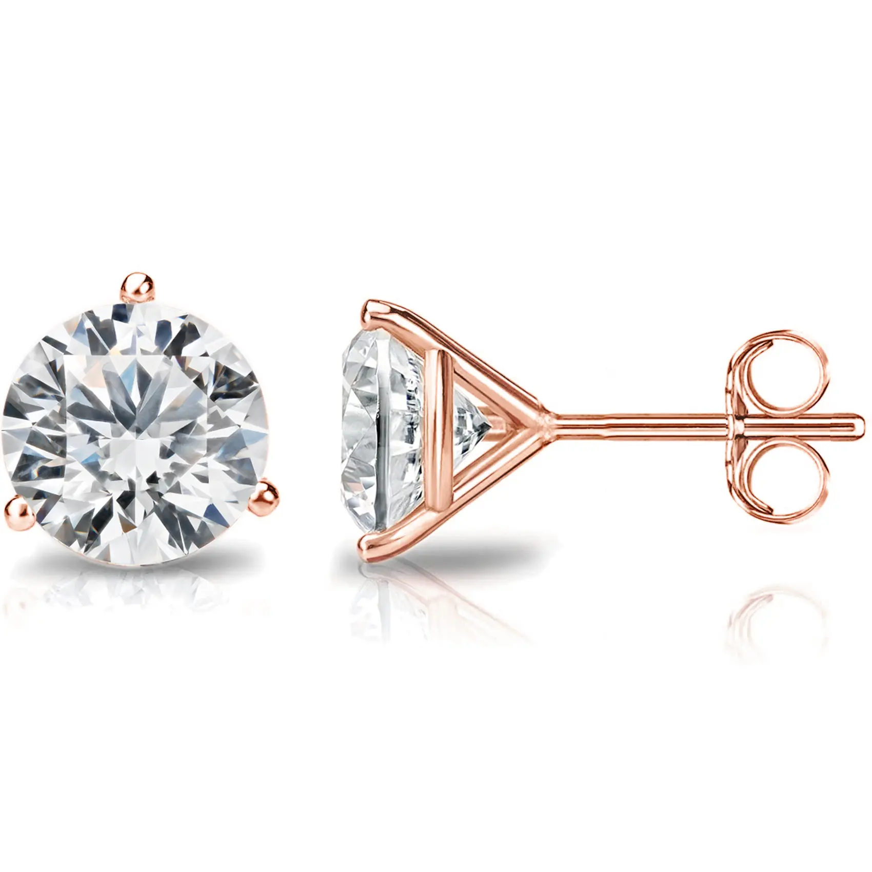 14K Gold Plated Sterling Silver Cubic Zirconia Stud Earrings for Women