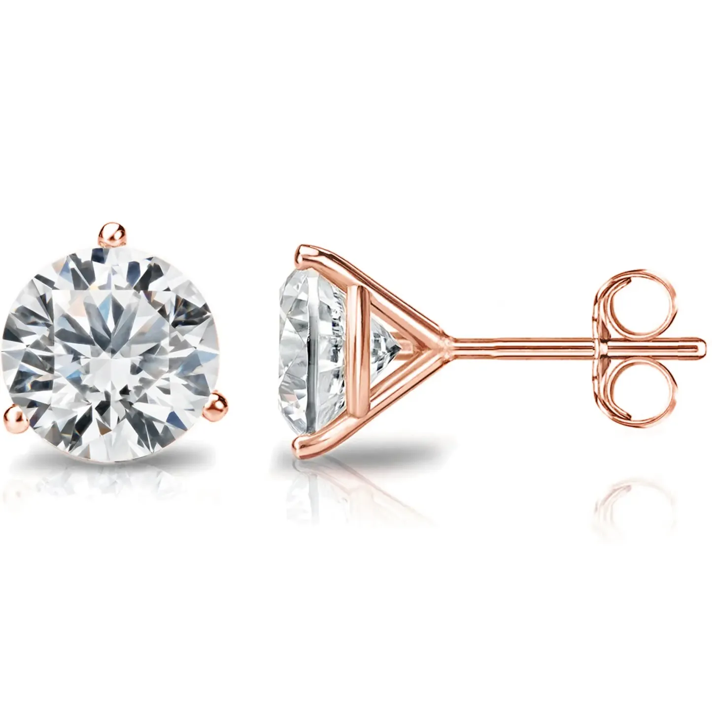 14K Gold Plated Sterling Silver Cubic Zirconia Stud Earrings for Women